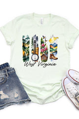 US3001P-E3061WV West Virginia State Brushstroke Graphic Plus Tee $16