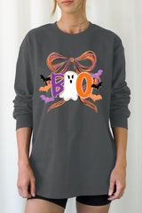 UL240-E3120 Boo Brushstroke Bow Graphic Long Sleeve Tee $13.75