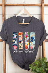 US3001-E3061RI Rhode Island State Brushstroke Graphic Tee $12.5