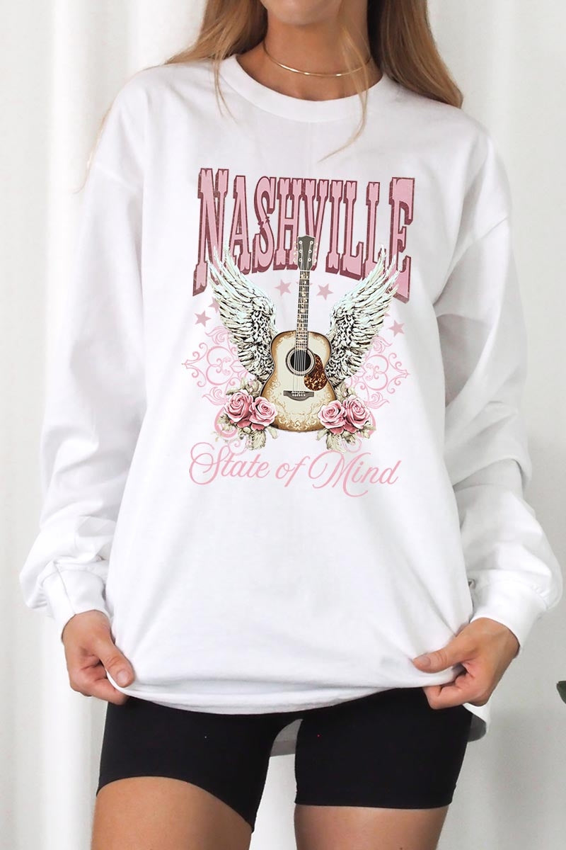 UL240-E3157 Nashville Rose Graphic Long Sleeve Tee $13.75
