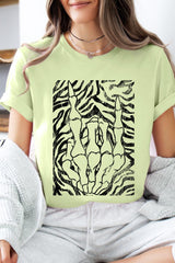 US3001P-E3177 Skeleton Hands Zebra Graphic Plus Tee $16