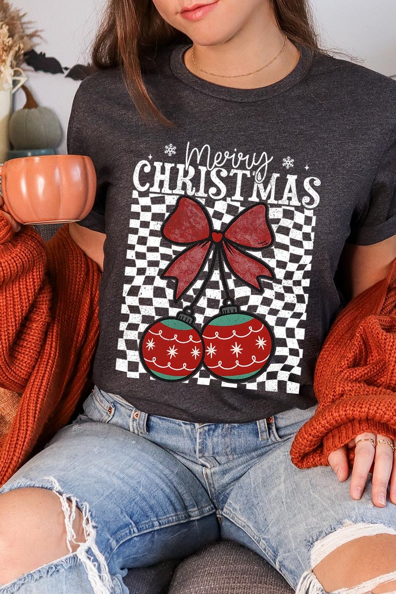 US3001-E3196 Cherry Ornament Christmas Graphic Tee $12.5