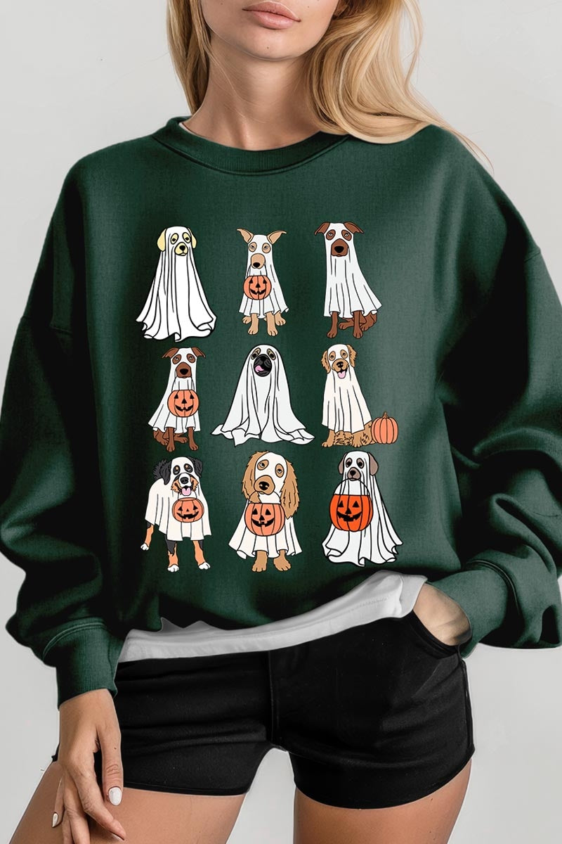 UL180-E3106 Halloween Ghost Dog Graphic Sweatshirt $20
