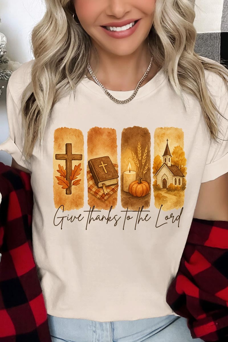 US3001P-E3169 Give Thanks To The Lord Graphic Plus Tee $16