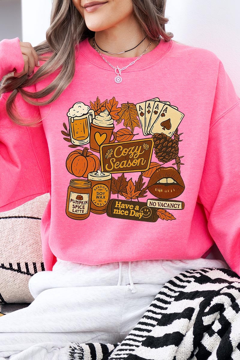 UL180P-E3119 Retro Fall Collage Graphic Plus Sweatshirt $25