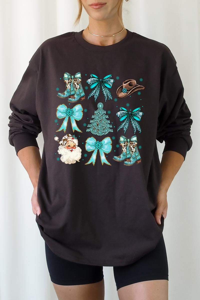 UL240P-E3180 Western Christmas Graphic Plus Long Sleeve Tee $17