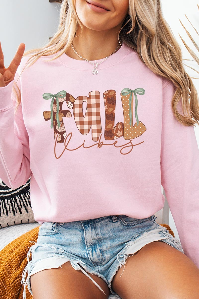 UL180P-E3071 Fall Vibes Rustic Script Graphic Plus Sweatshirt $25