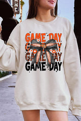 UL180-E3088 Orange Black Football Game Day Bow Sweatshirt $20