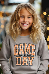 UL180B-E3129Z Orange Gingham Game Day Kids Graphic Sweatshirt $20