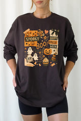 UL240-E3084 Halloween collage Graphic Long Sleeve Tee $13.75