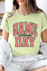 US3001P-E3126 Red Gingham Game Day Graphic Plus Tee $16