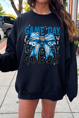 UL180-E3089 Blue Silver Football Game Day Bow Sweatshirt $20