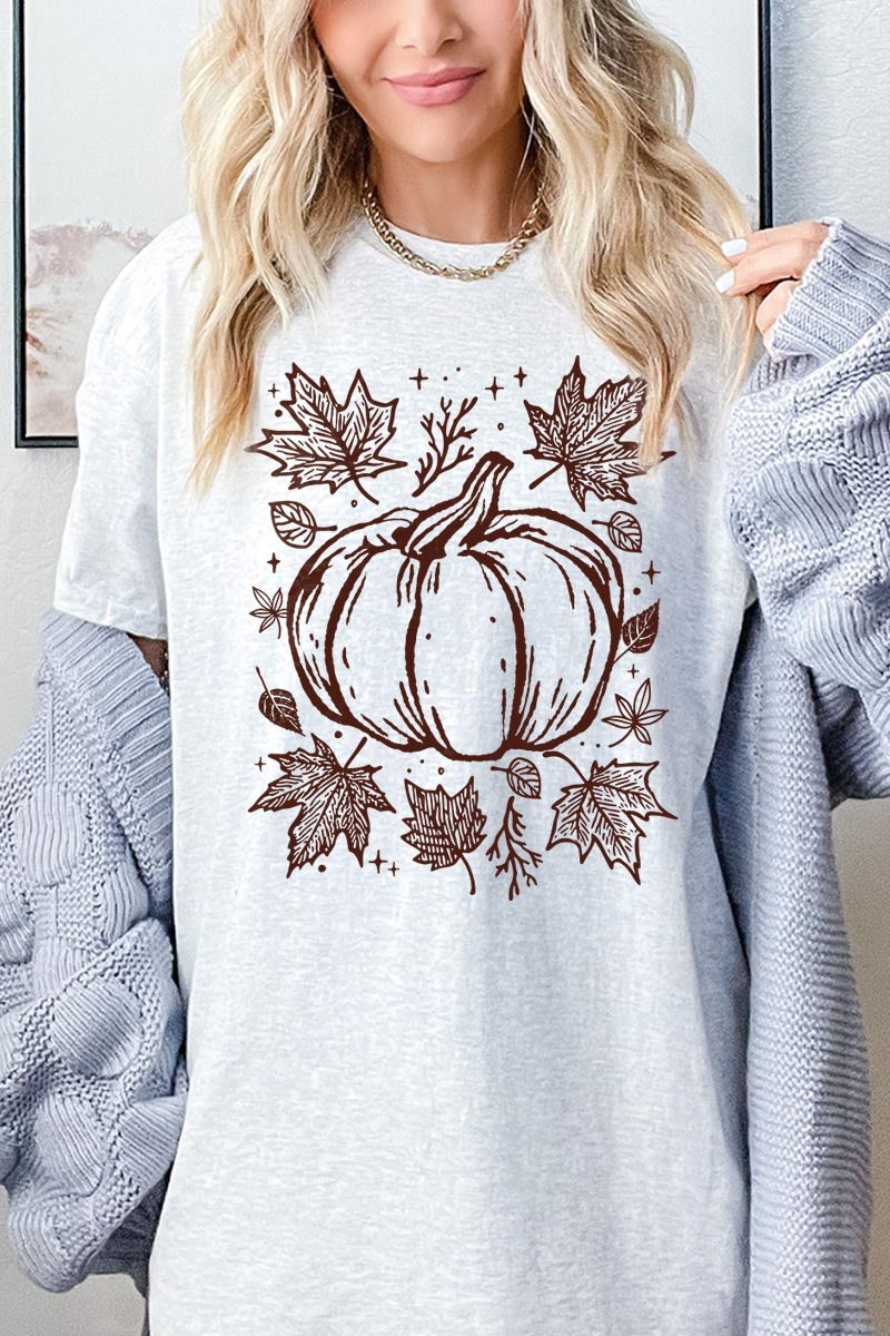 5000-E3162 Fall Pumpkin Graphic Heavy Cotton Tee $9
