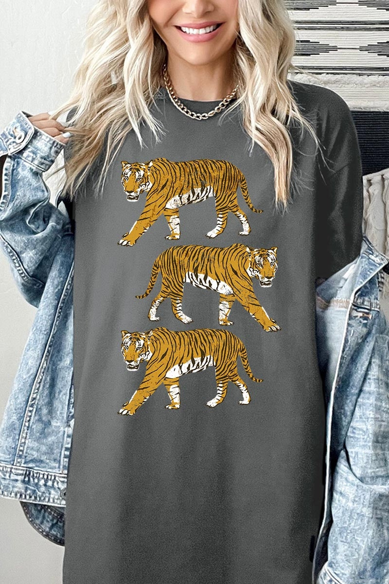 5000P-E3104 Retro Tigers Graphic Plus Heavy Cotton Tee $12.75