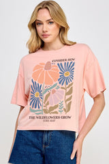 CTS-E3067 Consider the Wildflowers Graphic Relaxed Crop Top $11