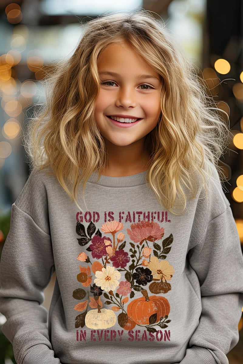 UL180B-E3171Z Faithful In Every Season Kids Graphic Sweatshirt $20