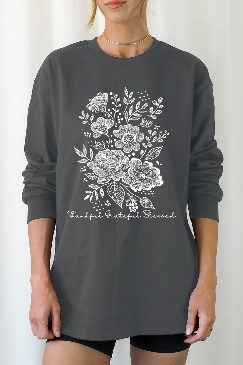 UL240-E3155 Neutral Thanksgiving Graphic Long Sleeve Tee $13.75