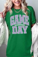 5000P-E3127 Purple Gingham Game Day Plus Heavy Cotton Tee $12.75