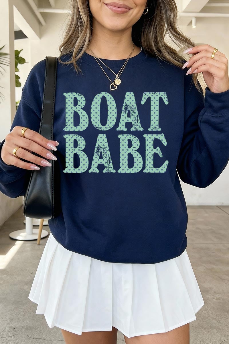UL180-E3466 Boat Babe Dot Graphic Sweatshirt $20