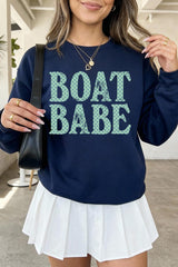UL180-E3466 Boat Babe Dot Graphic Sweatshirt $20