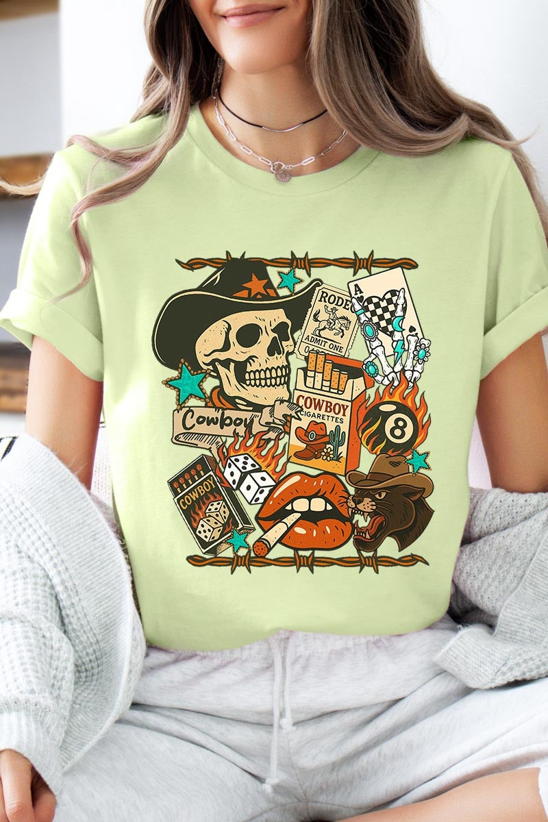 US3001P-E3096 Vintage Western Collage Graphic Plus Tee $16