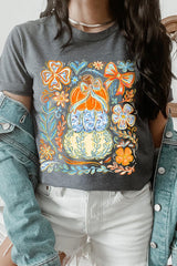 US3001P-E3153 Floral Pumpkin Stack Graphic Plus Tee $16