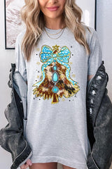 US3001P-E3184 Turquoise Christmas Tree Graphic Plus Tee $16