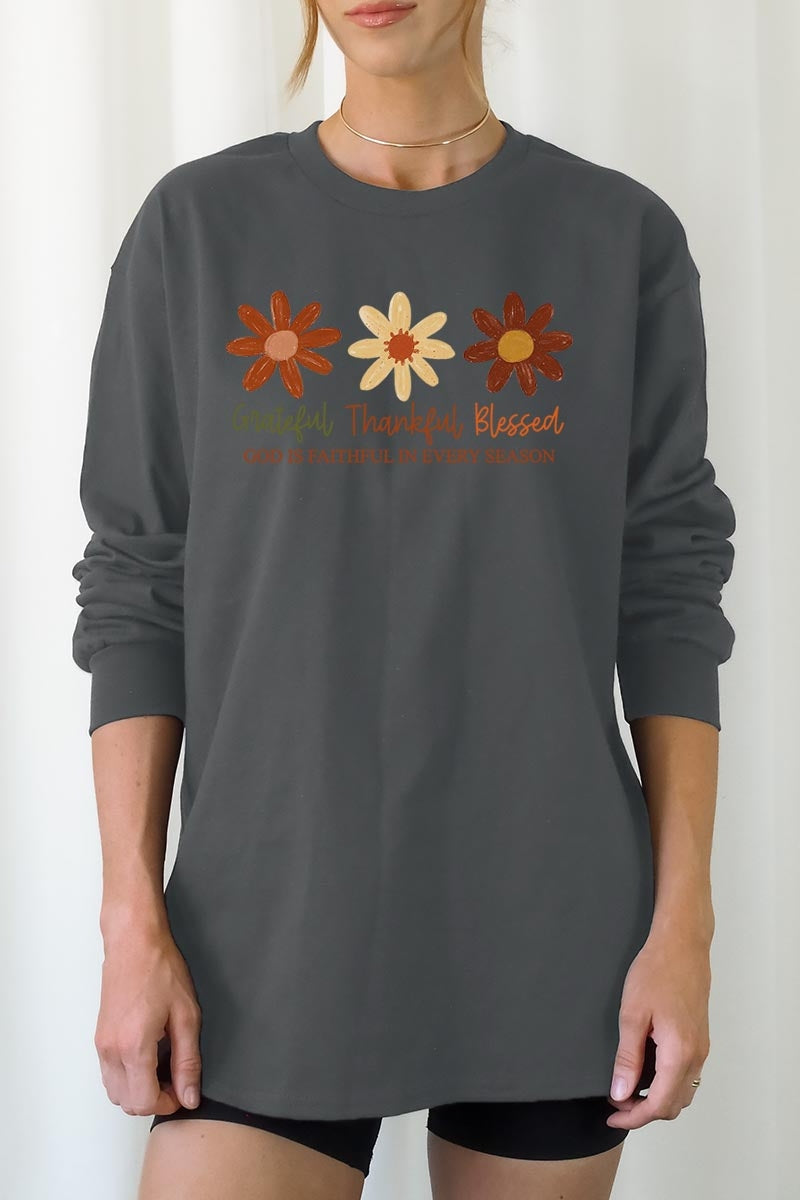 UL240-E3165 Boho Fall Christian Graphic Long Sleeve Tee $13.75