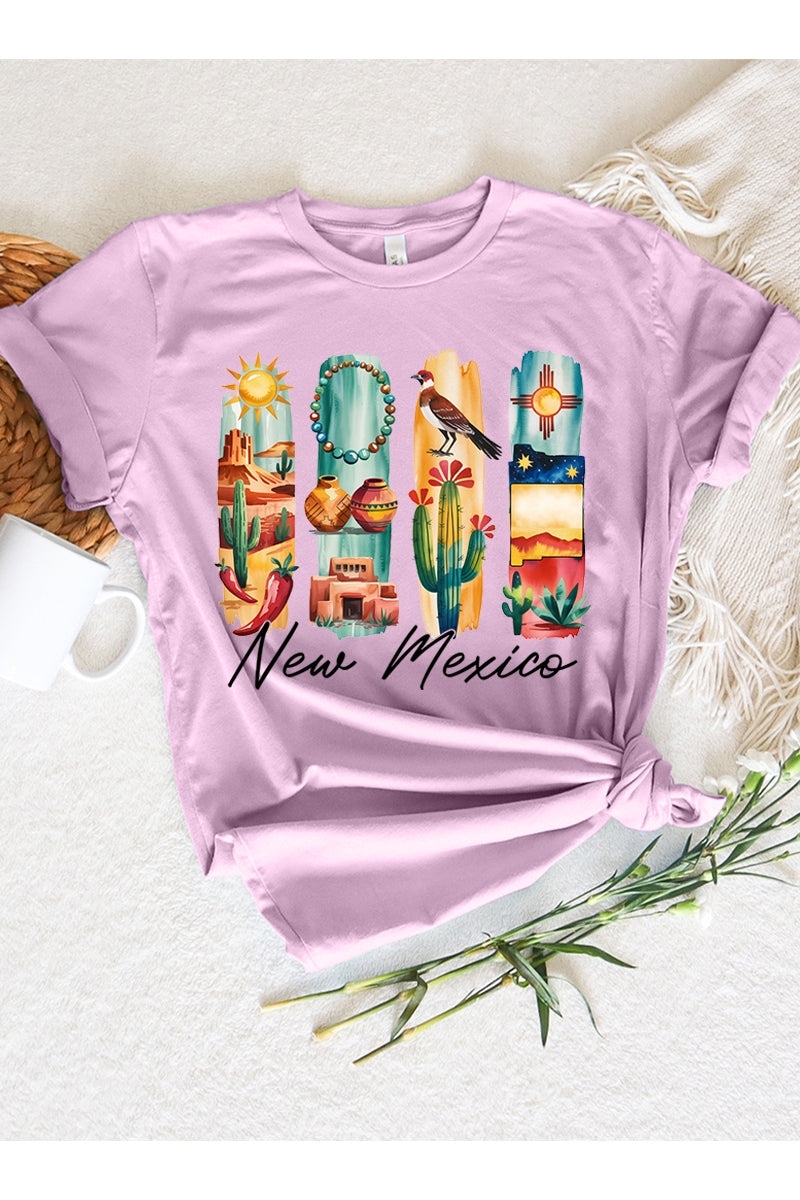 US3001P-E3061NM New Mexico State Brushstroke Graphic Plus Tee $16