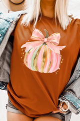 US3001-E3083 Brushstroke Pumpkin Graphic Tee $12.5