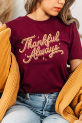 US3001P-E3168 Thankful Always Graphic Plus Tee $16