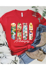 US3001P-E3061AR Arkansas State Brushstroke Graphic Plus Tee $16