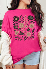 5000-E3178 Fall Floral Garden Graphic Heavy Cotton Tee $9