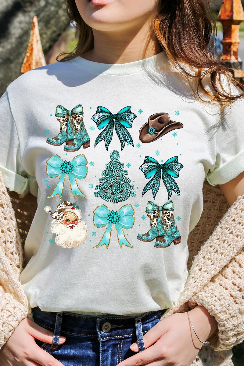 US3001P-E3180 Western Christmas Graphic Plus Tee $16