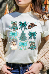 US3001-E3180 Western Christmas Graphic Tee $12.5