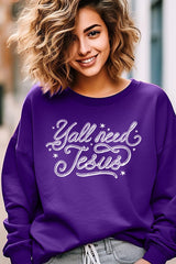 UL180-E3115 Y'all Need Jesus Graphic Sweatshirt $20
