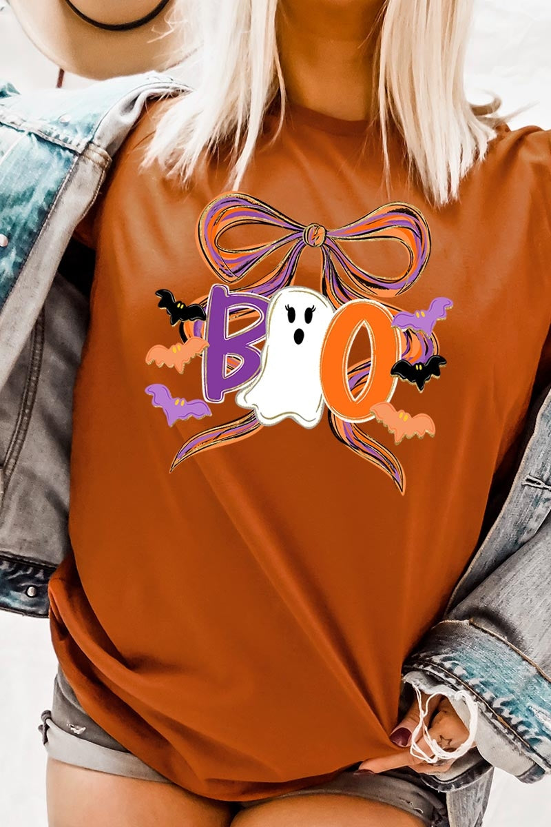 US3001P-E3120 Boo Brushstroke Bow Graphic Plus Tee $16