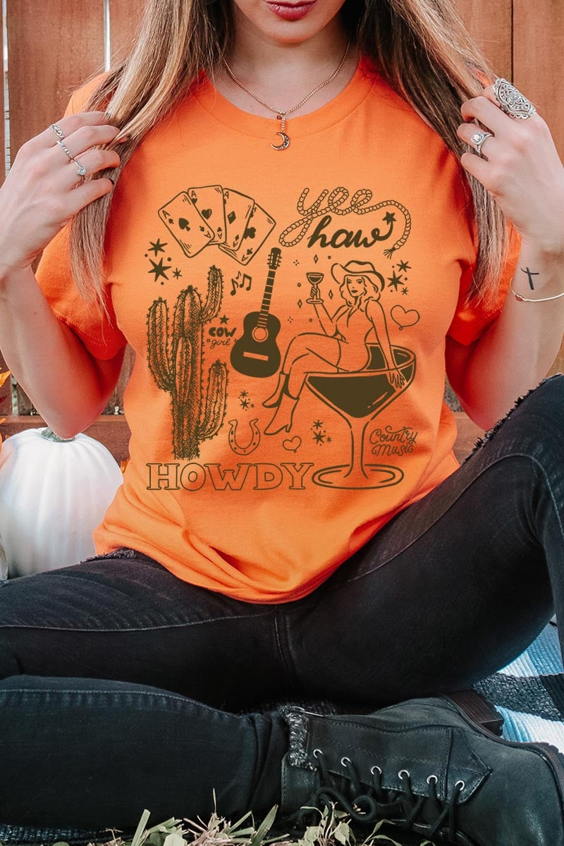 US3001P-E3097 Cowgirl Country Music Graphic Plus Tee $16