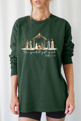 UL240-E3183 Nativity Gift Graphic Long Sleeve Tee $13.75