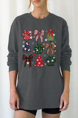 UL240-E3195 Christmas Bow Paw Graphic Long Sleeve Tee $13.75