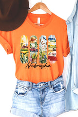 US3001-E3061NE Nebraska State Brushstroke Graphic Tee $12.5