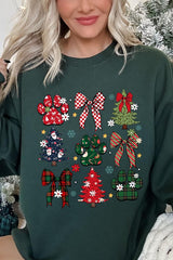 UL180P-E3195 Christmas Bow Paw Graphic Plus Sweatshirt $25