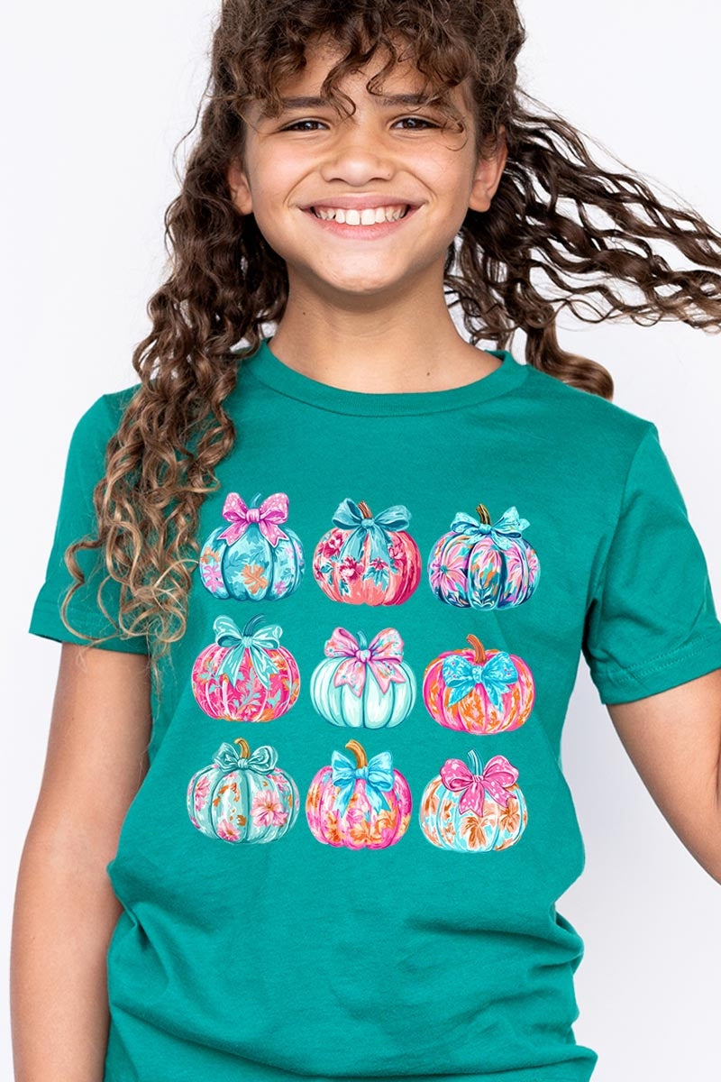 US3001Y-E3137Z Coquette Pumpkin Kids Graphic Tee $11