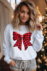 UL180-E3198 Red Buffalo Plaid Bow Graphic Sweatshirt $20