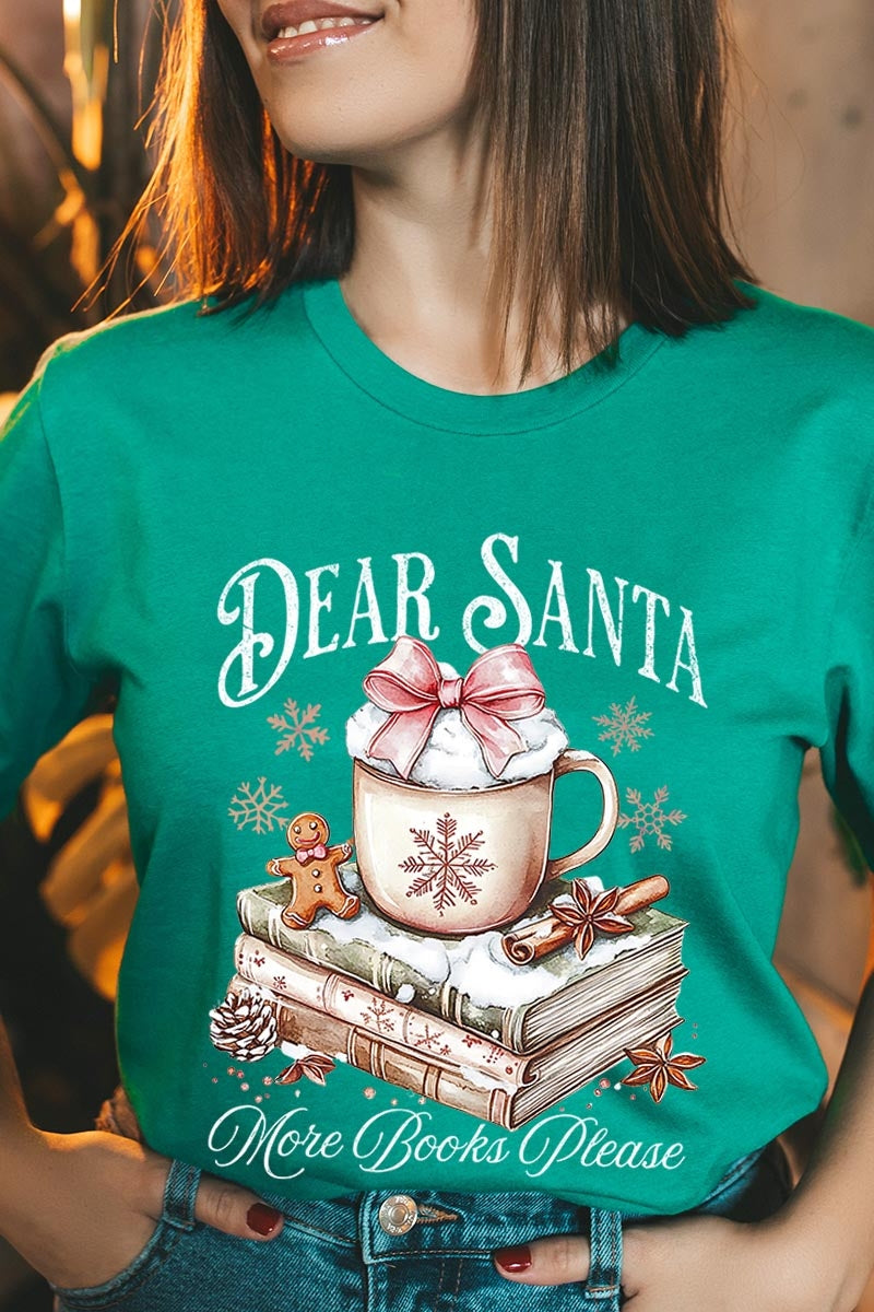 US3001-E3205 Dear Santa Books Graphic Tee $12.5
