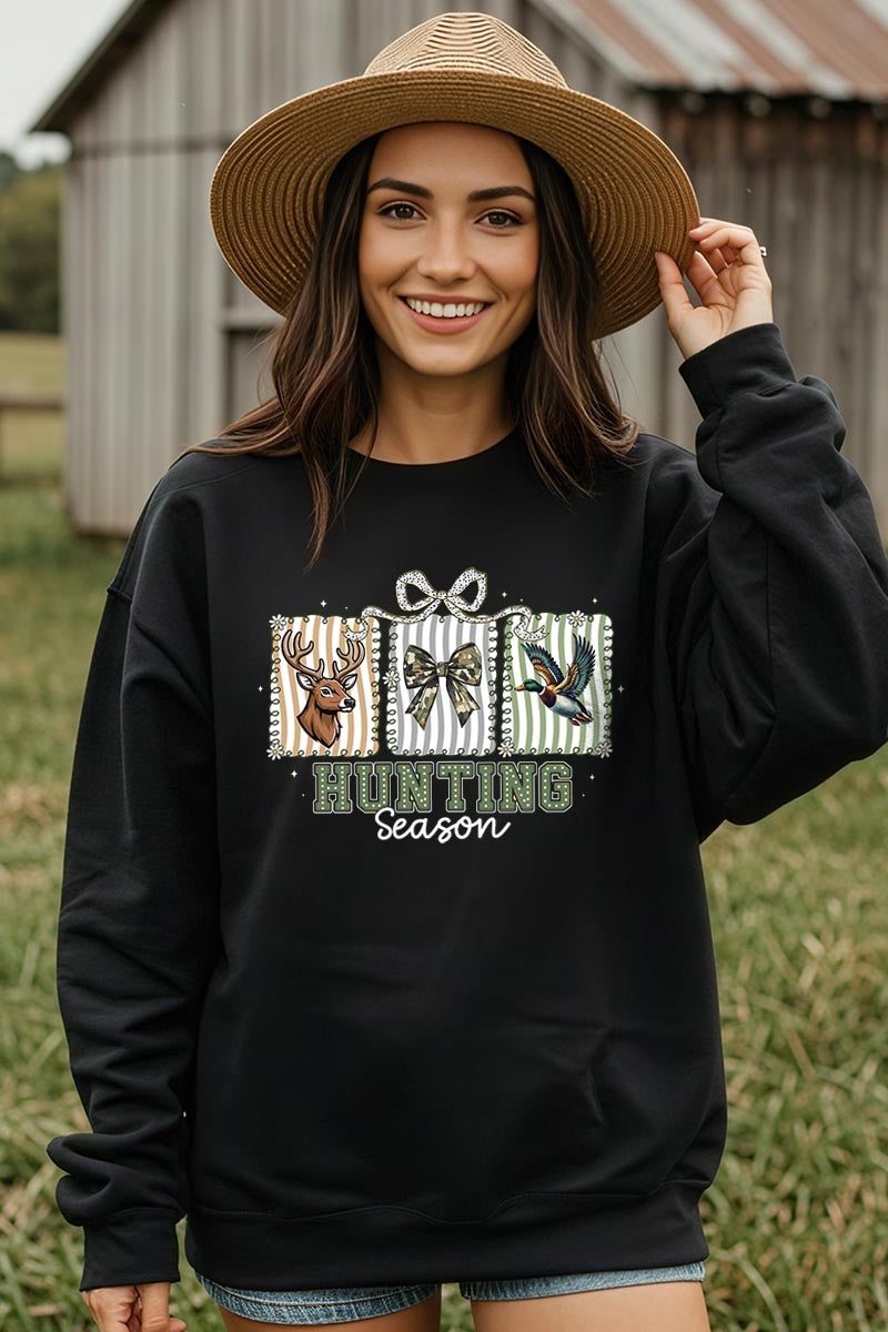 UL180P-E3192 Deer & Duck Hunting Season Graphic Plus Sweatshirt $25