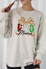 UL240-E3194 Dog Mama Christmas Paw Graphic Long Sleeve Tee $13.75