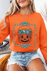 UL180P-E3140 Halloween turquoise pumpkin Plus Sweatshirt $25