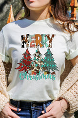 US3001-E3200 Merry Christmas Trees Graphic Tee $12.5