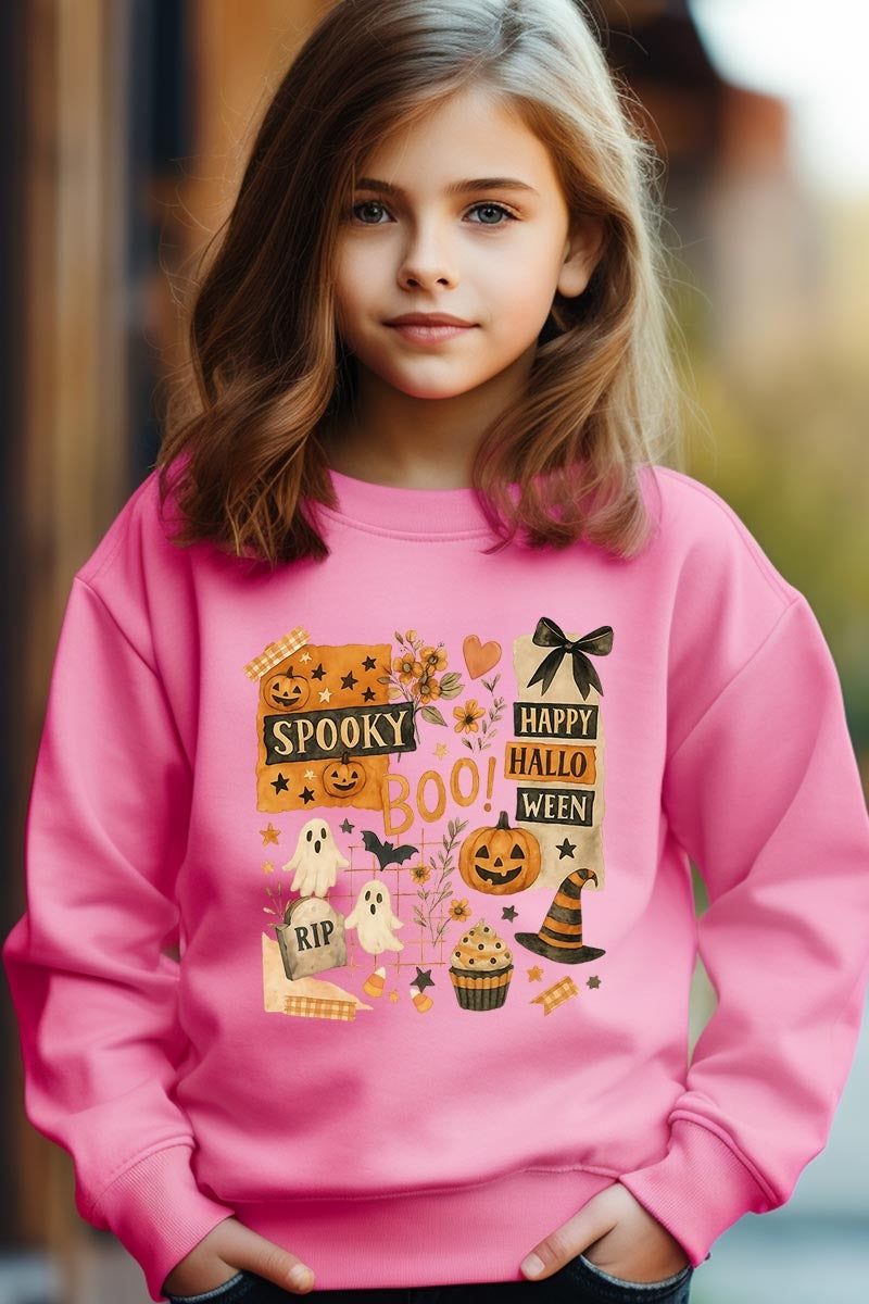 UL180B-E3084Z Halloween collage Kids Graphic Sweatshirt $20
